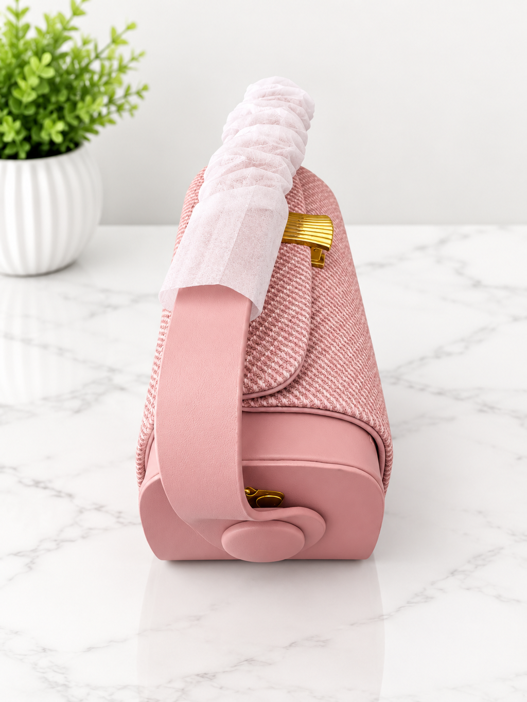 Elegant Textured Leather-Look Top Handle Crossbody Handbag