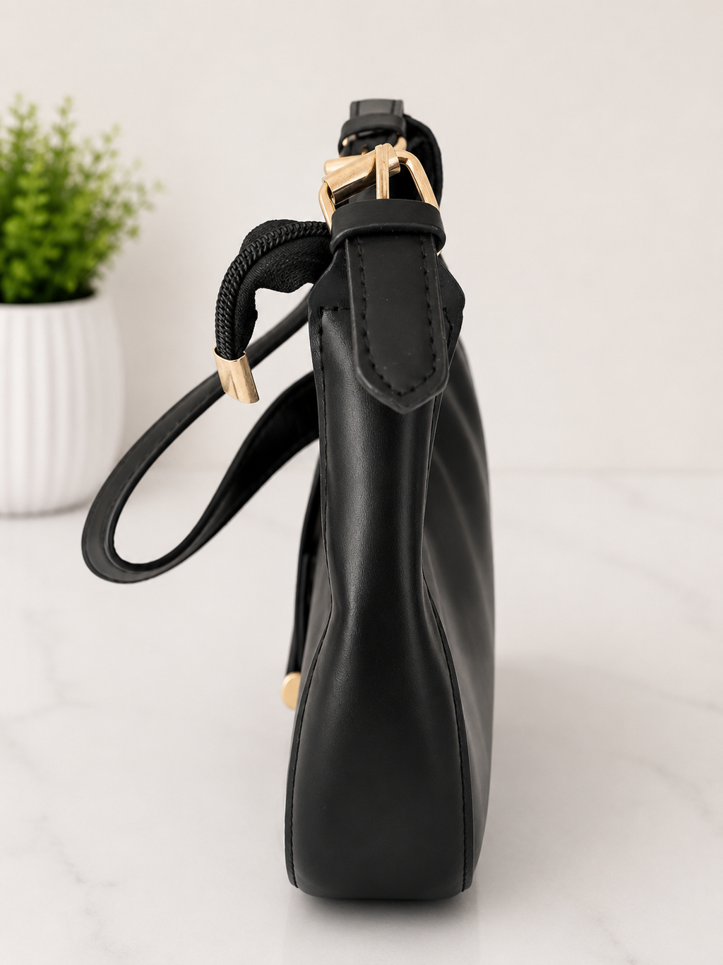 Elegant Black Crescent Shoulder Bag for Women