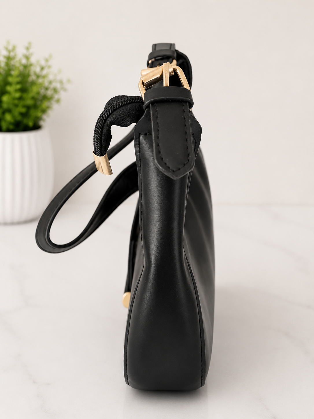 Elegant Black Crescent Shoulder Bag for Women