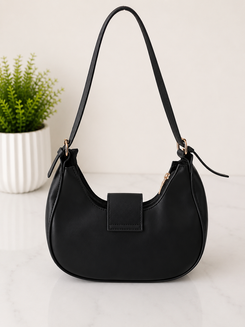 Elegant Black Crescent Shoulder Bag for Women