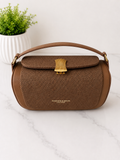 Elegant Textured Brown Top Handle Handbag for Wome